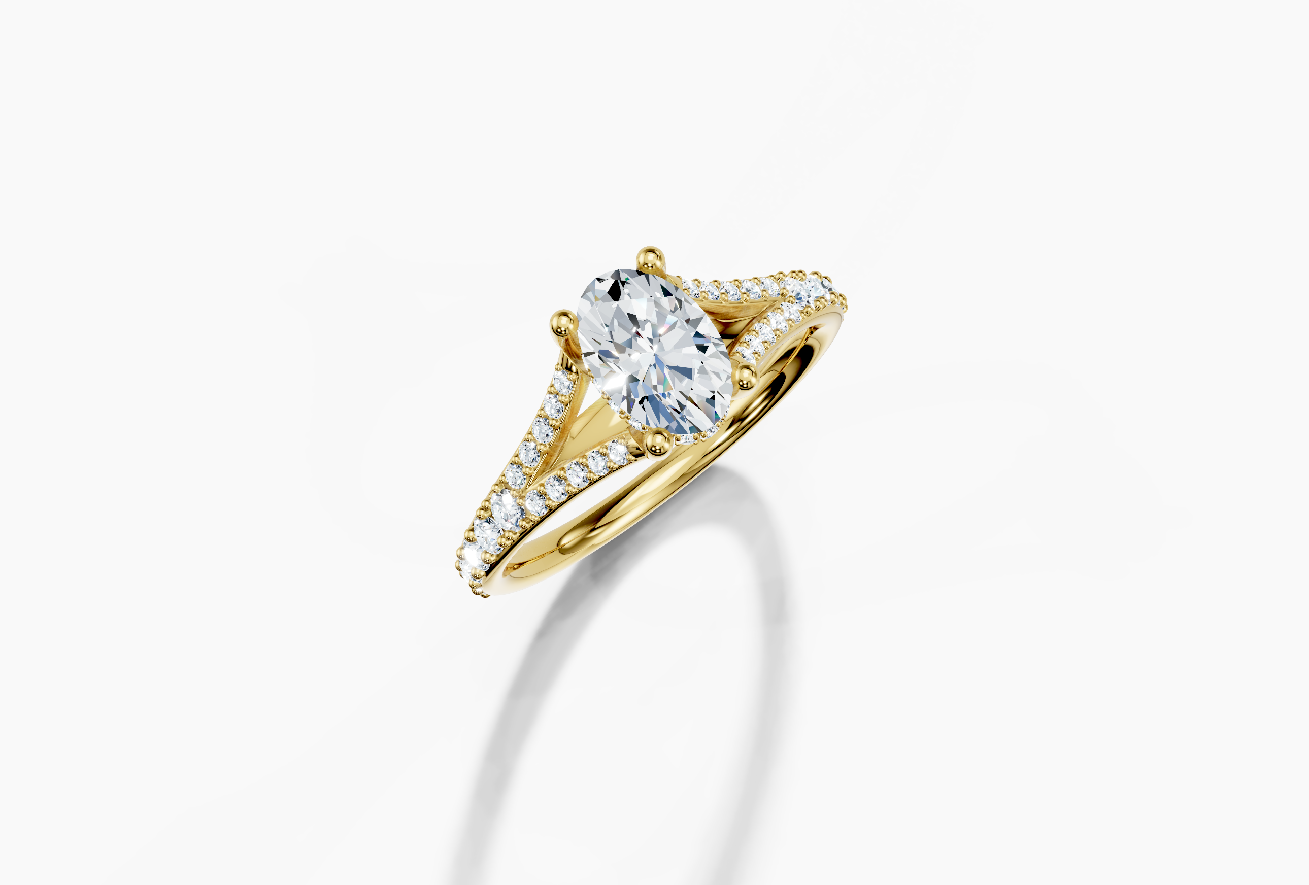 14K Yellow Gold Oval Cut 1.13 Carat tw of  Diamond Ring