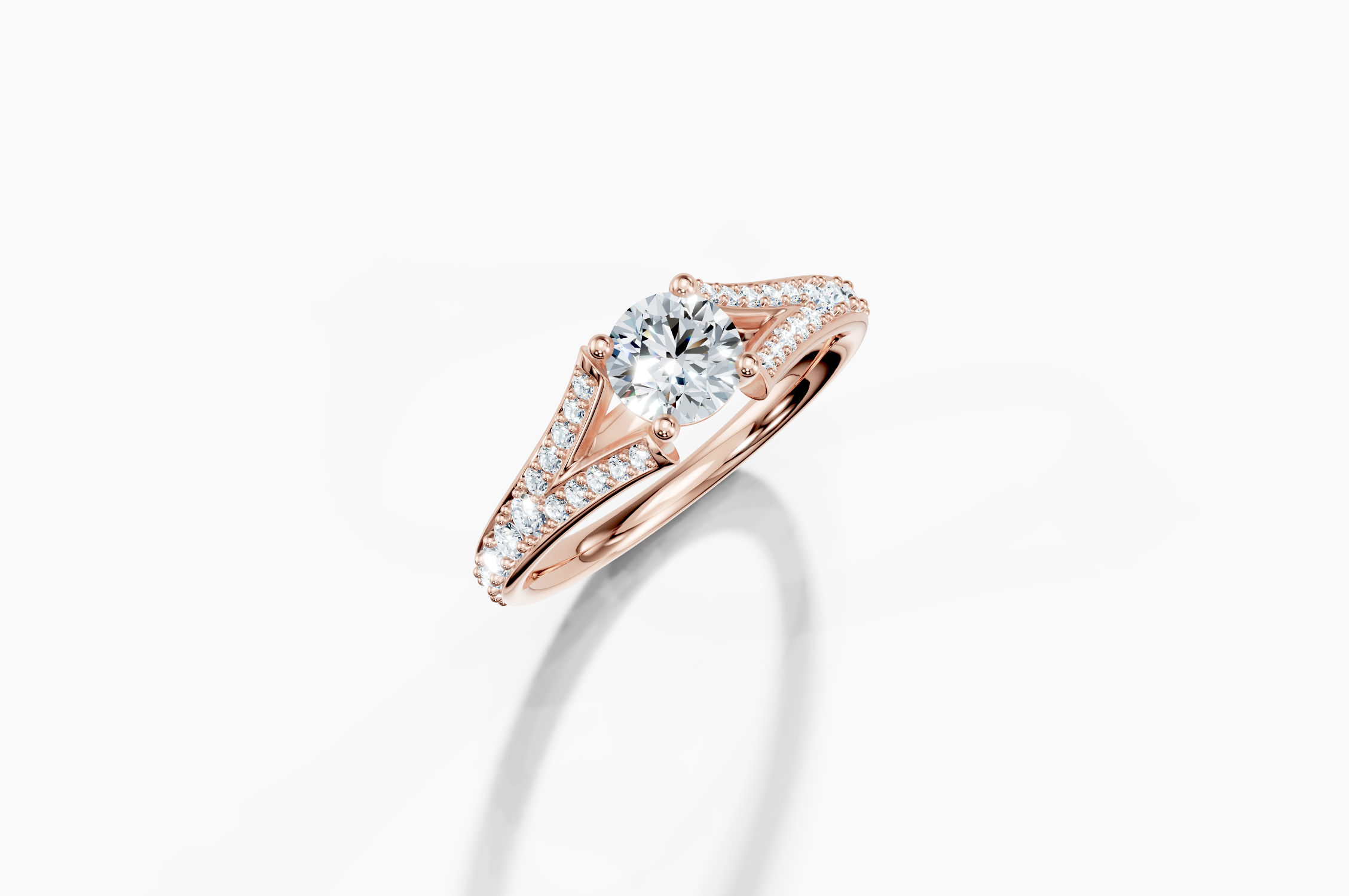 14K Rose Gold Round Cut 0.83 Carat tw of  Diamond Ring