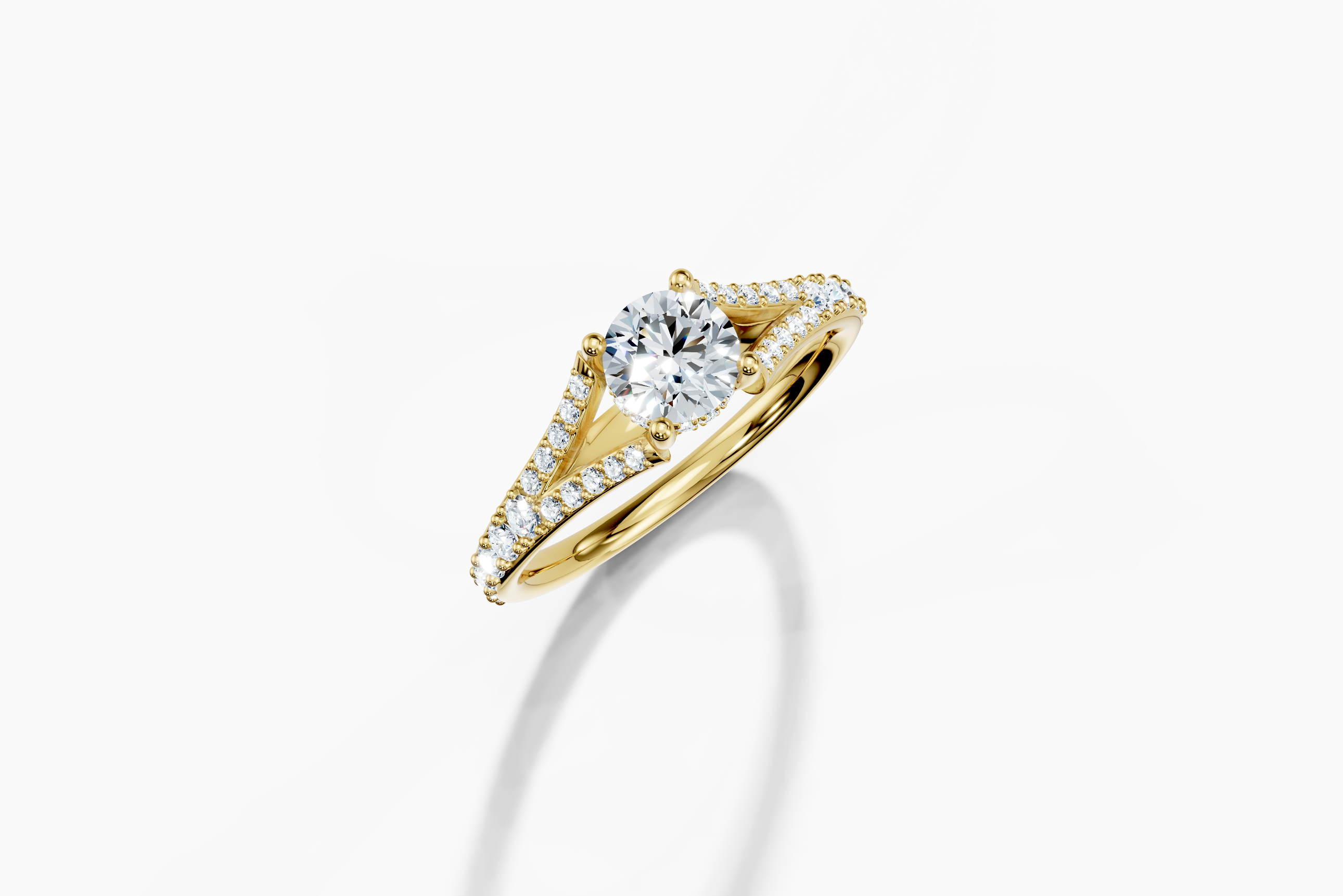 14K Yellow Gold Round Cut 0.88 Carat tw of  Diamond Ring