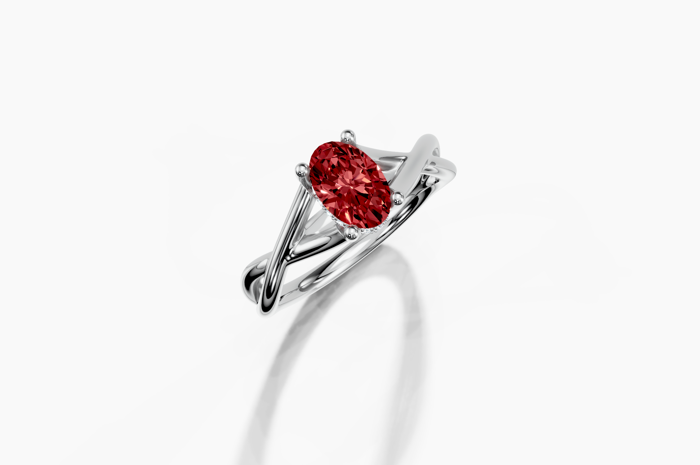 platinum  Oval Cut 0.80 Carat tw of Labgrown Diamond Ring