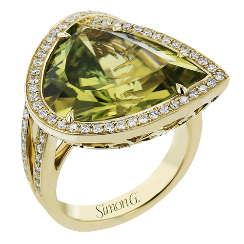 Green Tourmaline Fashion Ring in 18k Gold with Diamonds