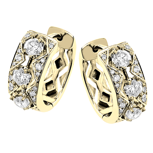 Huggie Earrings in 18k Gold with Diamonds