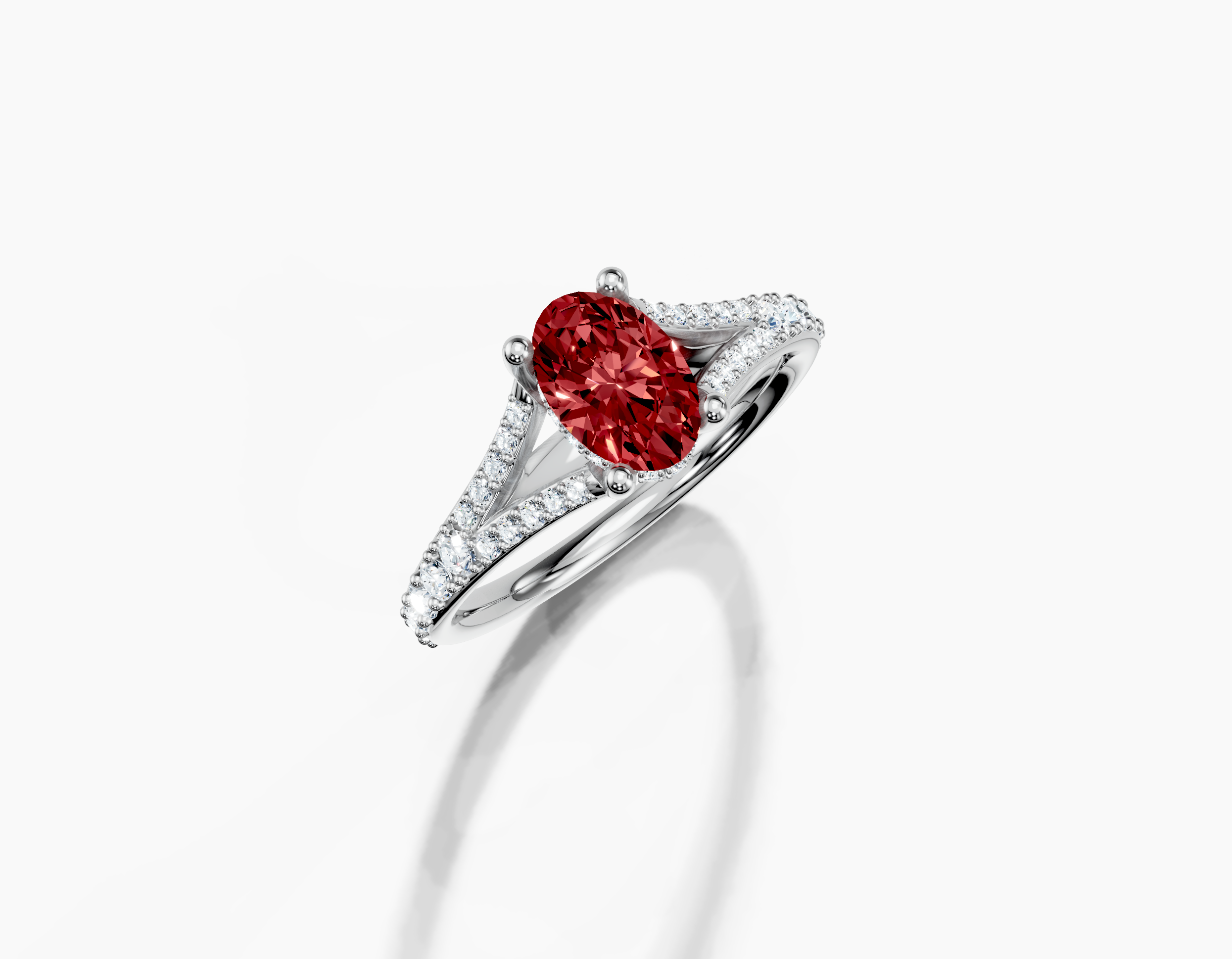 14K White Gold Oval Cut 1.13 Carat tw of Labgrown Diamond Ring