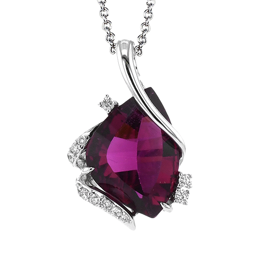 RUBELLITE PENDANT IN 18K GOLD WITH DIAMONDS