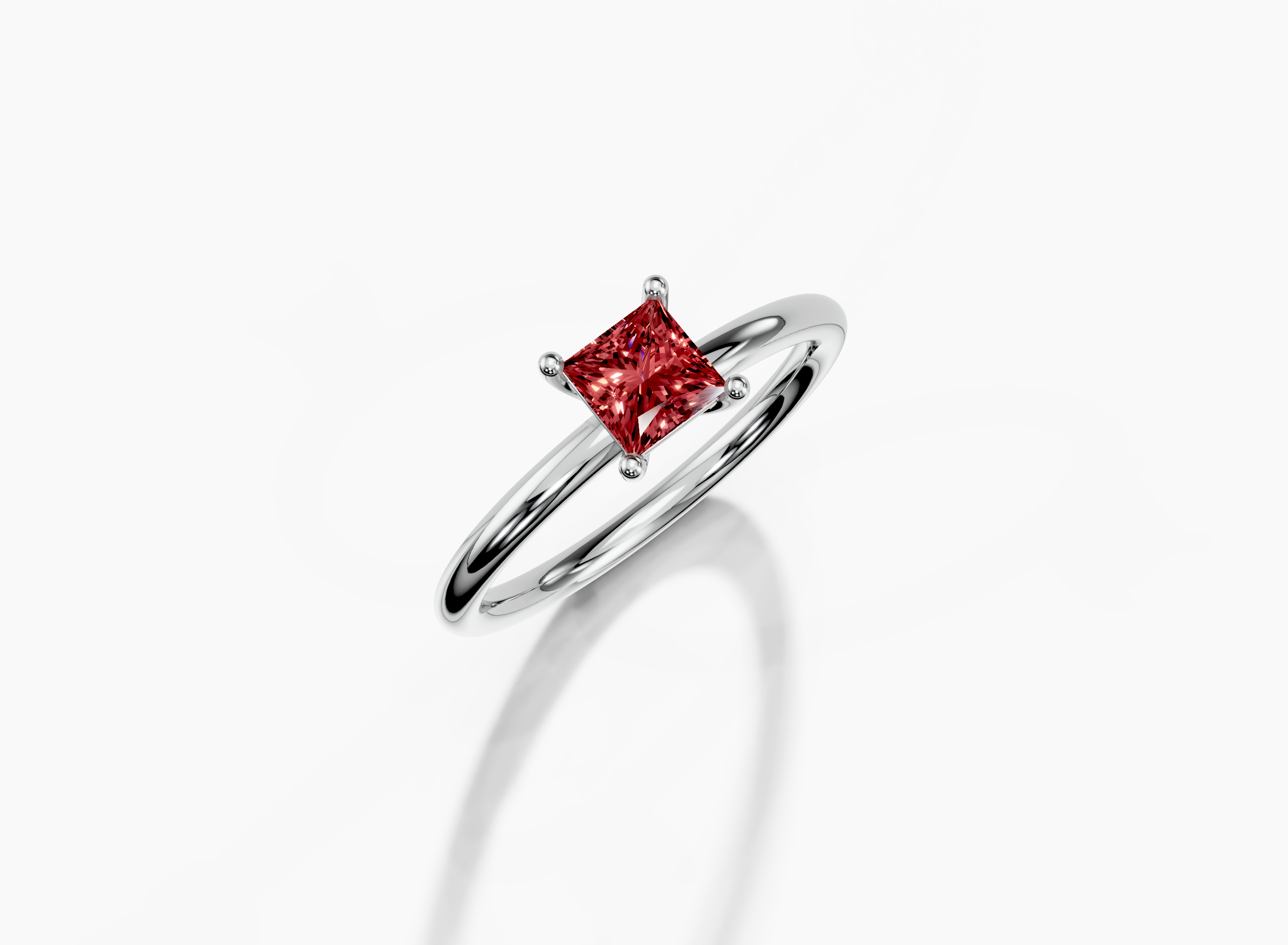 14K White Gold Princess Cut 0.50 Carat of  Diamond Ring
