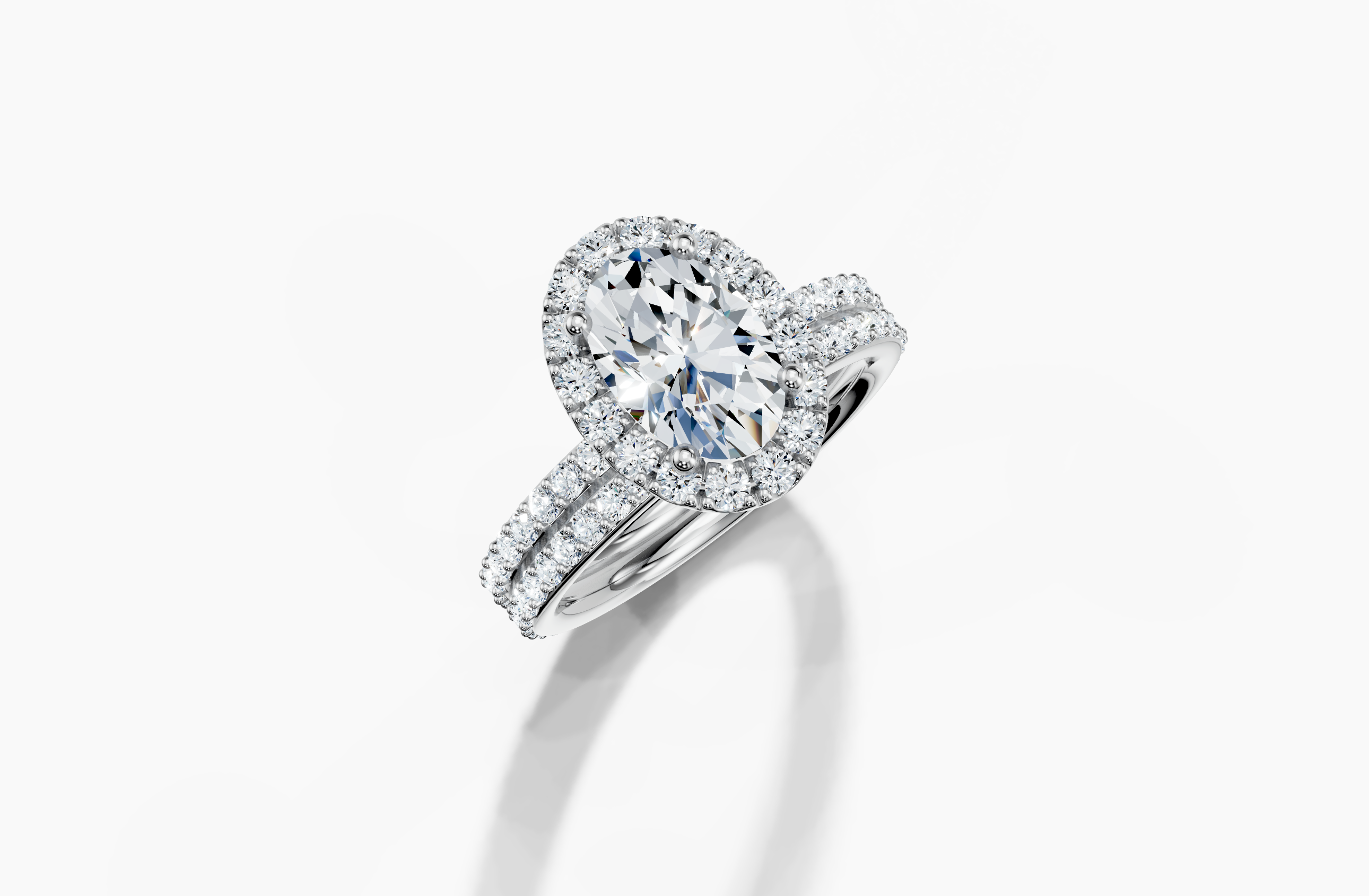 platinum  Oval Cut 2.50 Carat tw of Labgrown Diamond Ring and platinum Yellow Gold Band