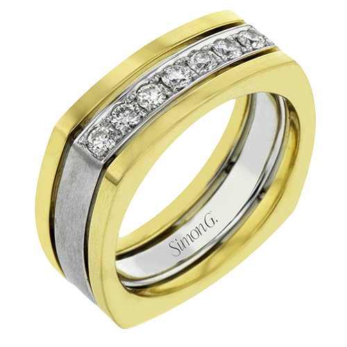 Men's Wedding Band In 14k Or 18k Gold with Diamonds