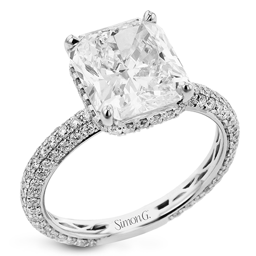 Princess-Cut Hidden Halo Diamond Engagement Ring in 18k Gold