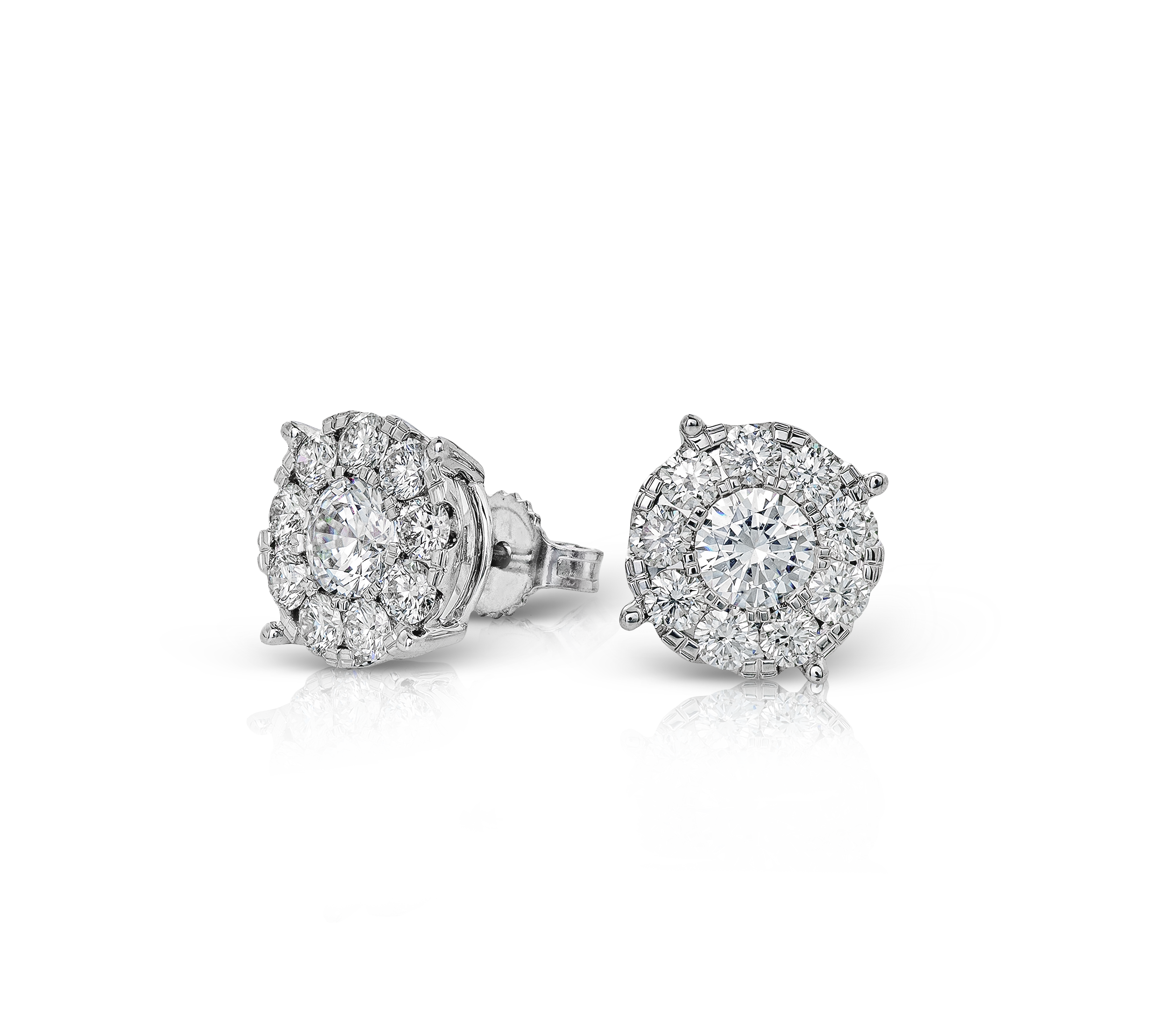 Stud Earrings in 18k Gold with Diamonds