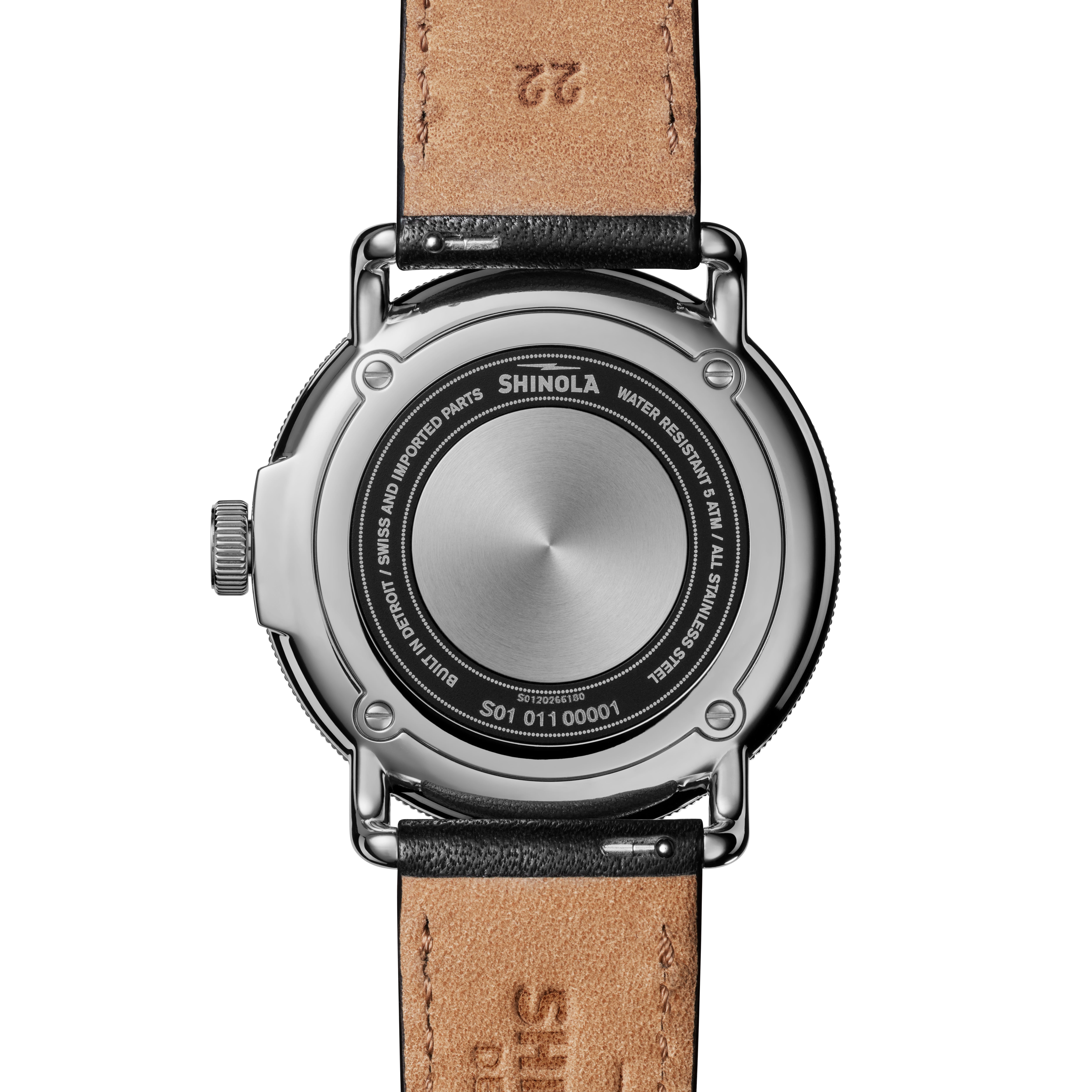Canfield model c’ 56 3hd 43mm, bourbon leather strap - Black