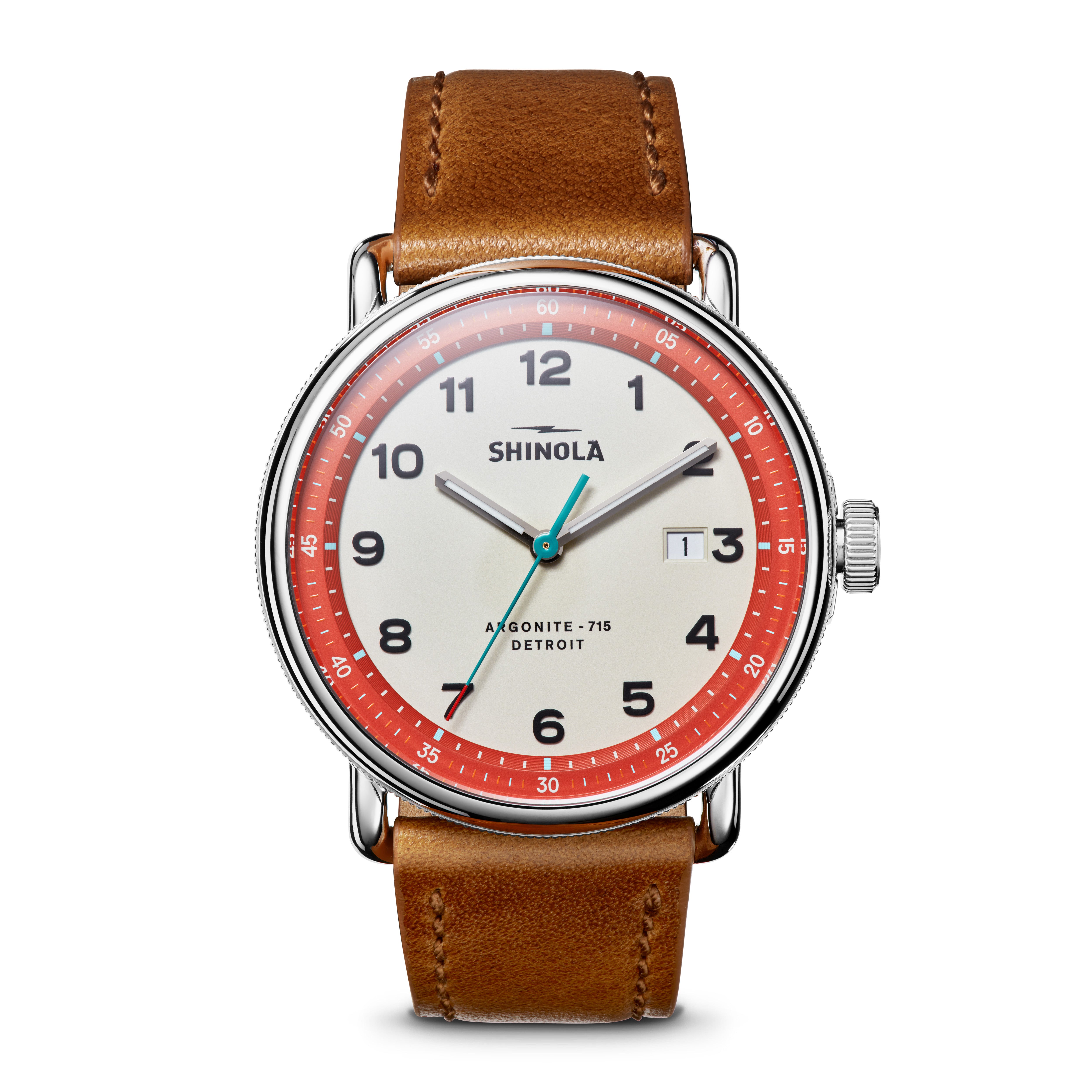 Canfield model c’ 56 3hd 43mm, bourbon leather strap - CoolGray