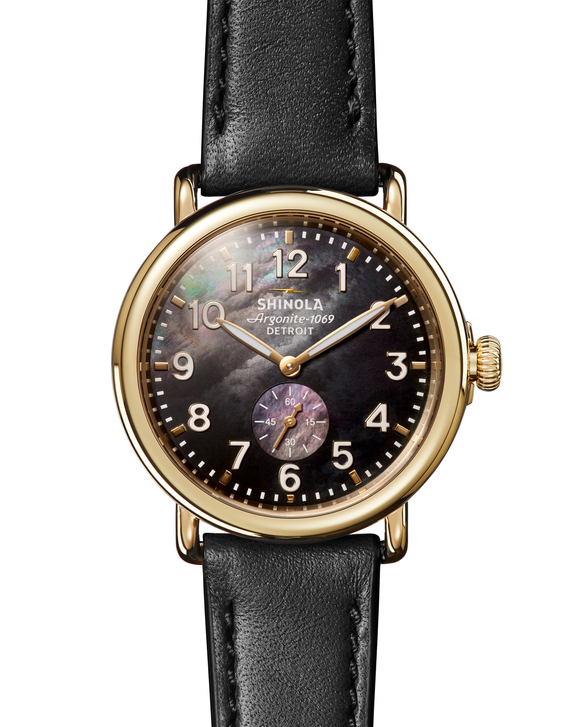 Runwell Sub Second 41mm, Mop Black Leather Strap