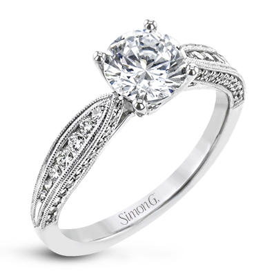 Delicate 18K White Gold Diamond Engagement Ring