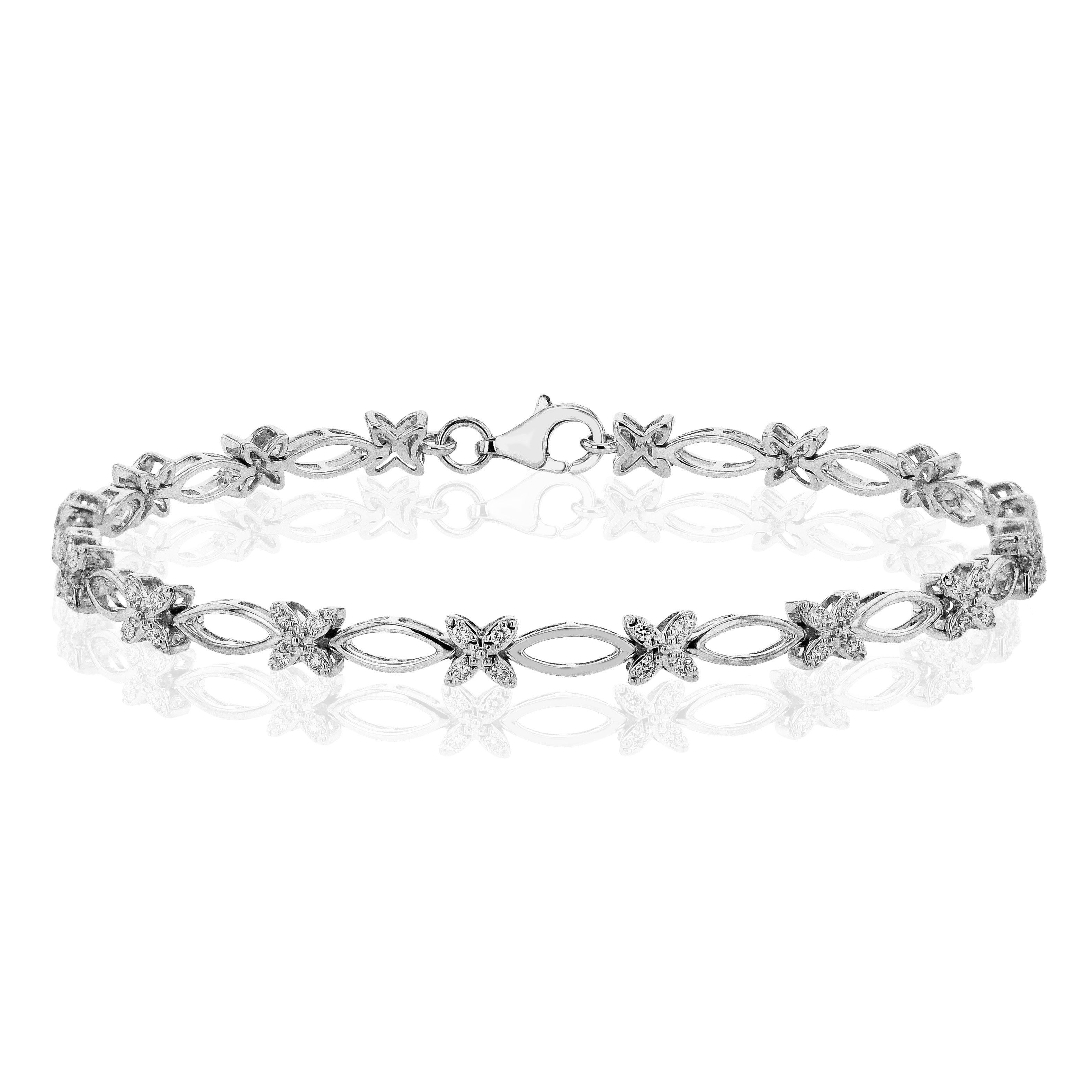 Floral Bracelet in 14k Gold with Diamonds