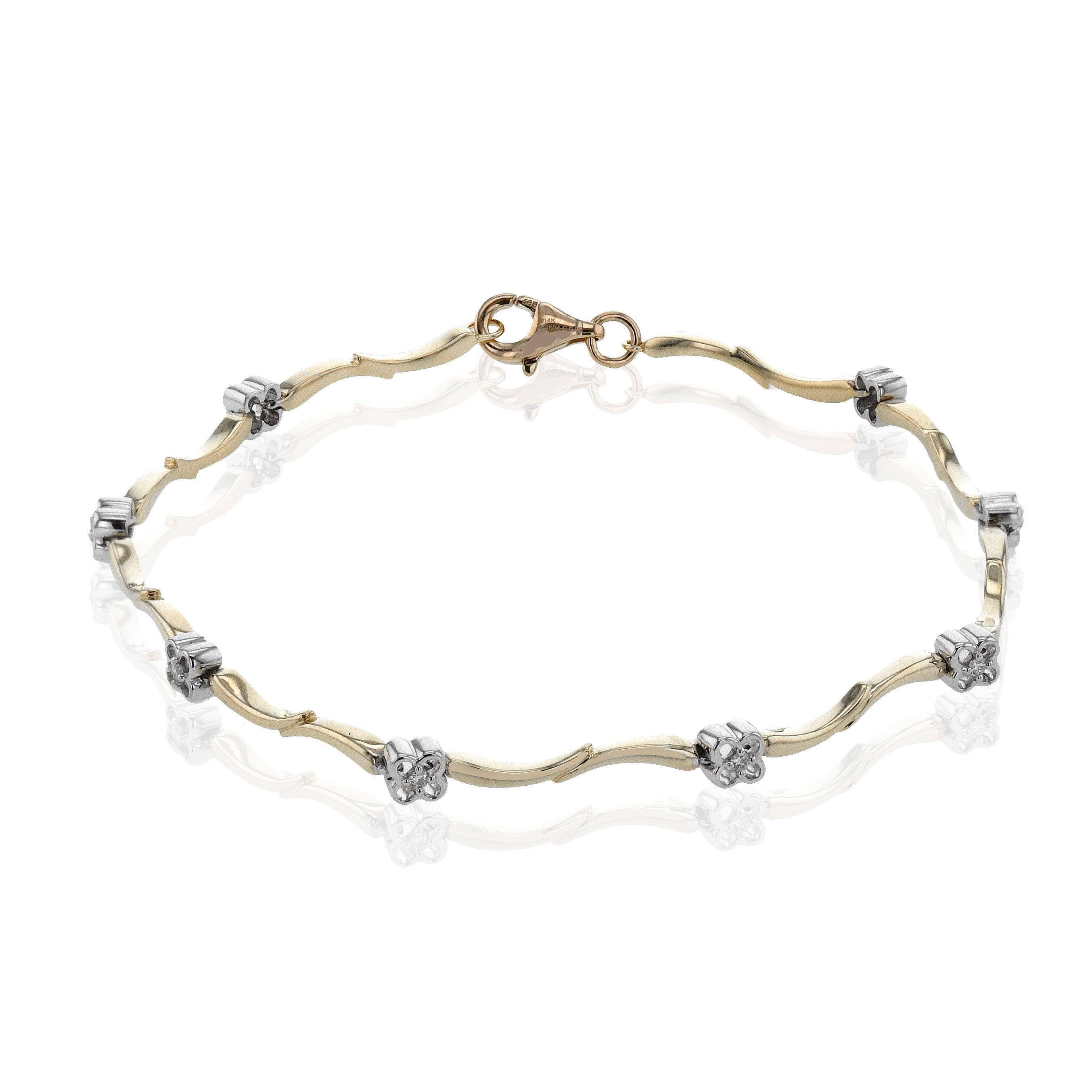 Floral Bracelet in 14k Gold with Diamonds
