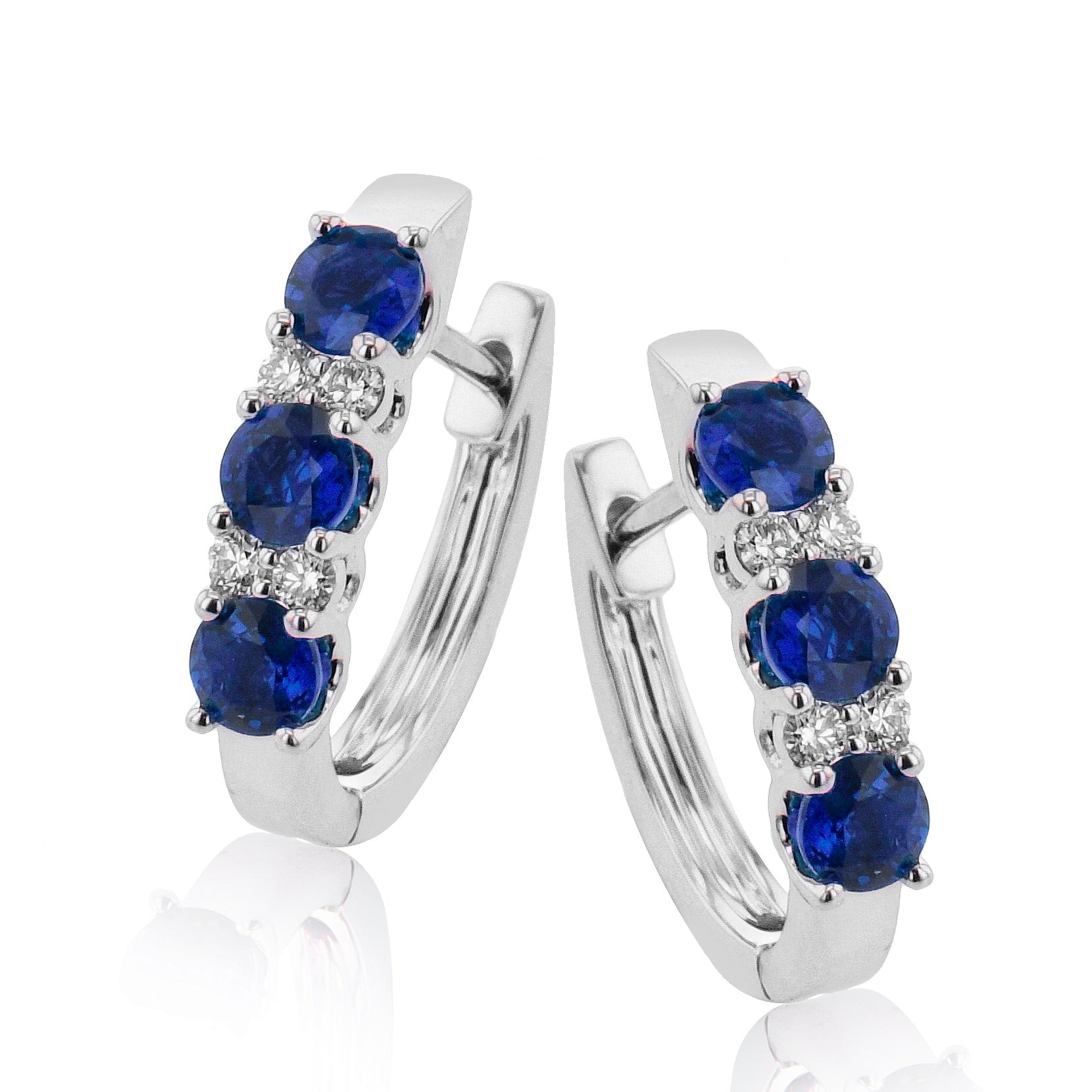 Color Hoop Earrings in 14k Gold with Diamonds