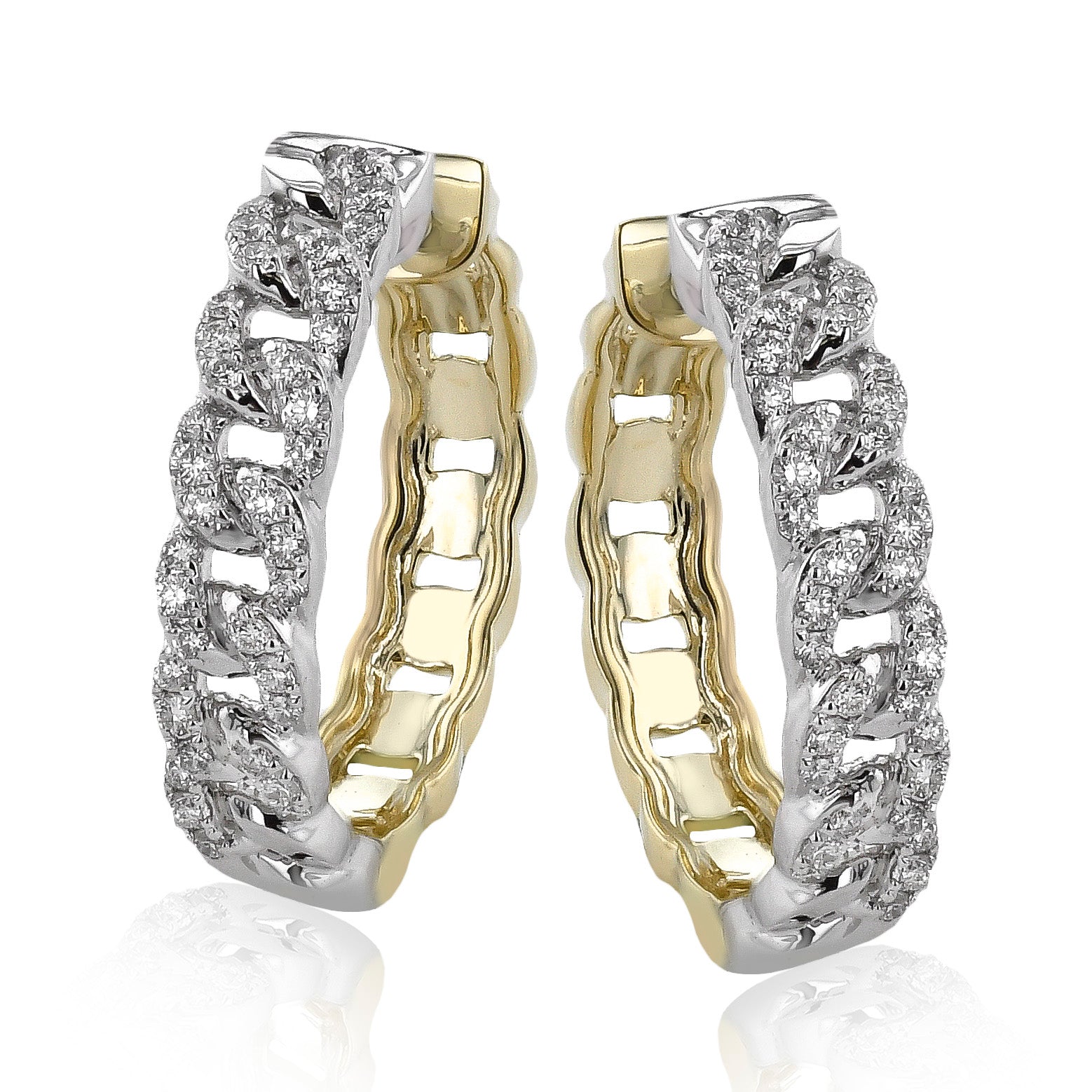 Hoop Earrings in 14k Gold with Diamonds