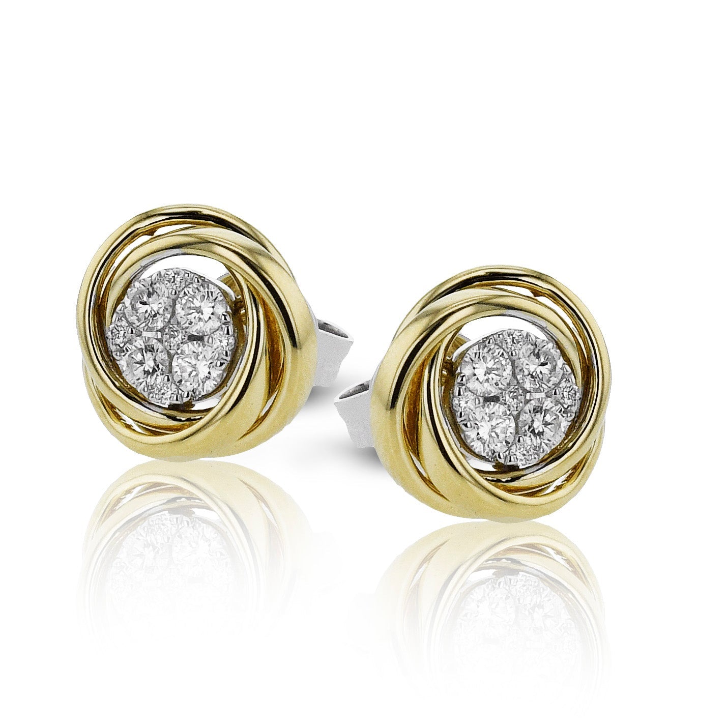 Stud Earrings in 14k Gold with Diamonds