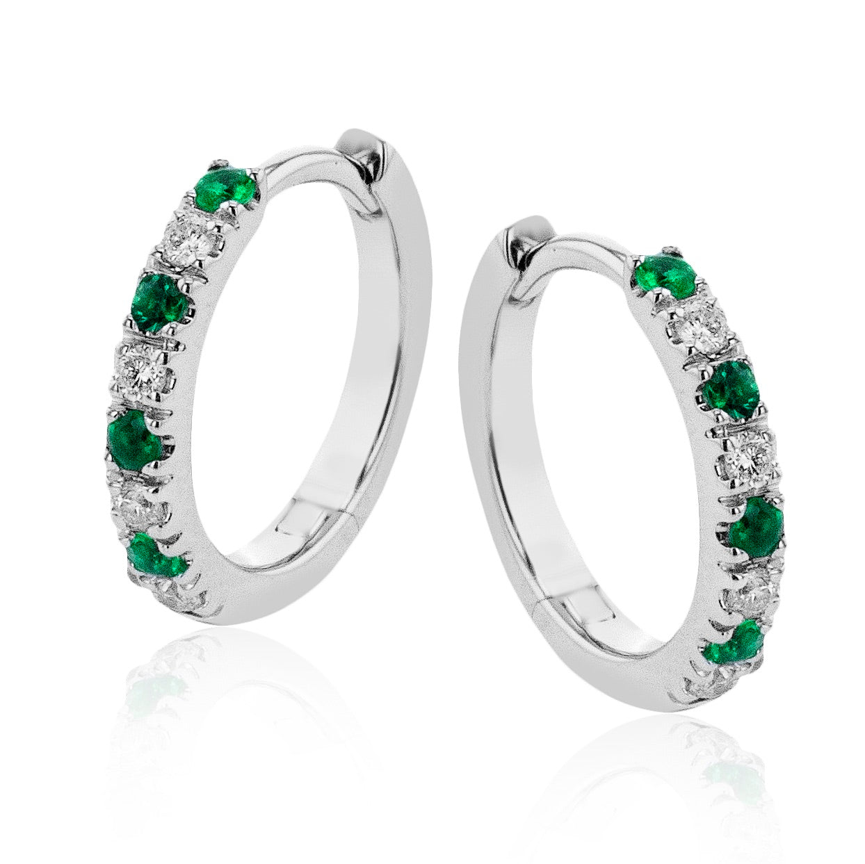 Color Hoop Earrings in 14k Gold with Diamonds