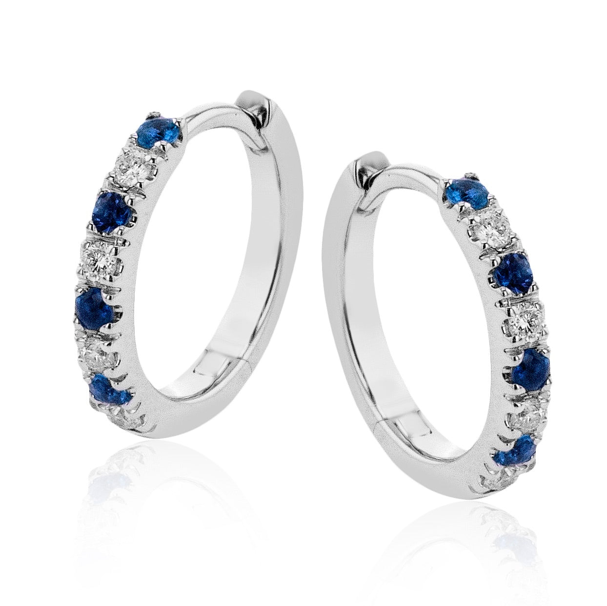 Color Hoop Earrings in 14k Gold with Diamonds