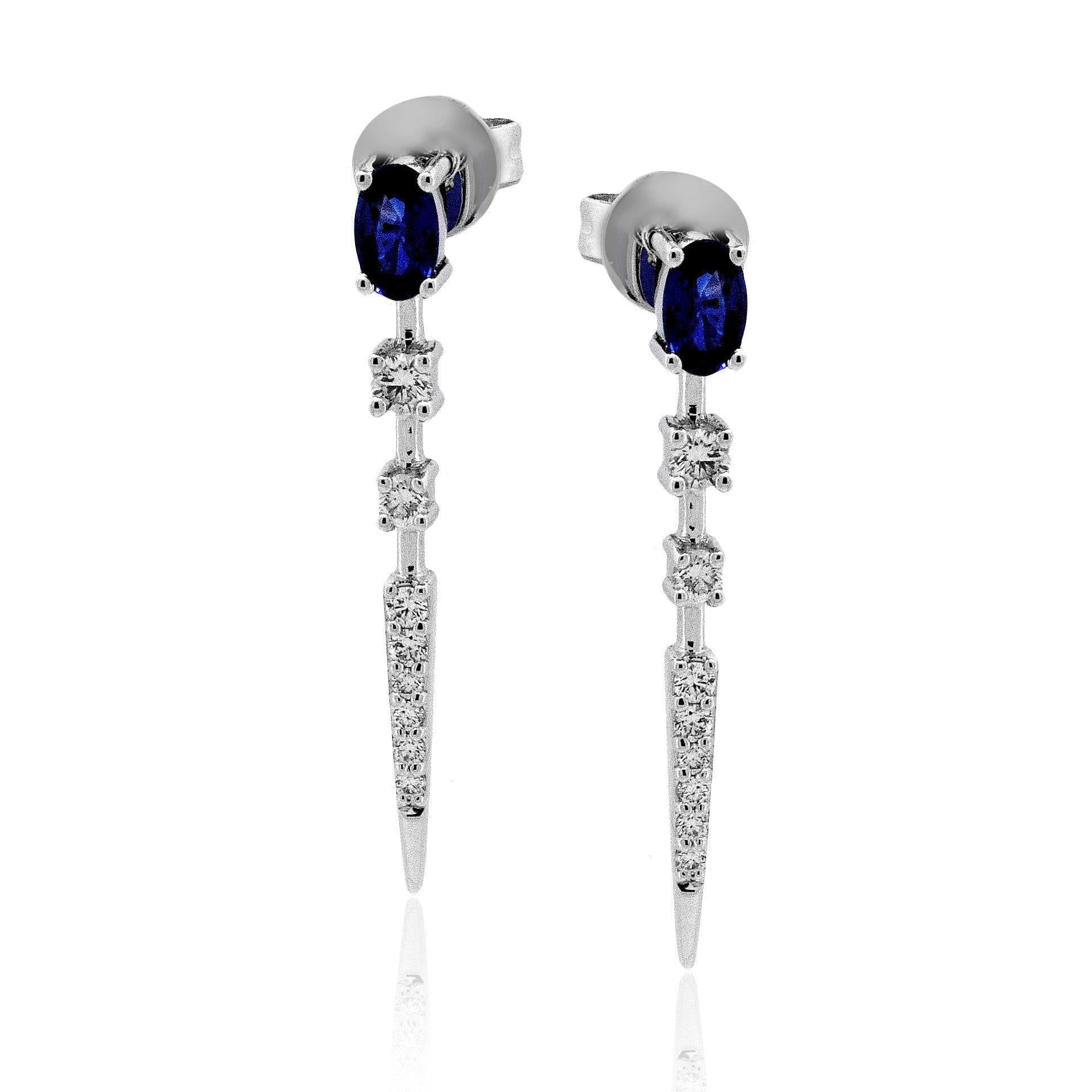 Sapphire Color Earrings in 14k Gold with Diamonds