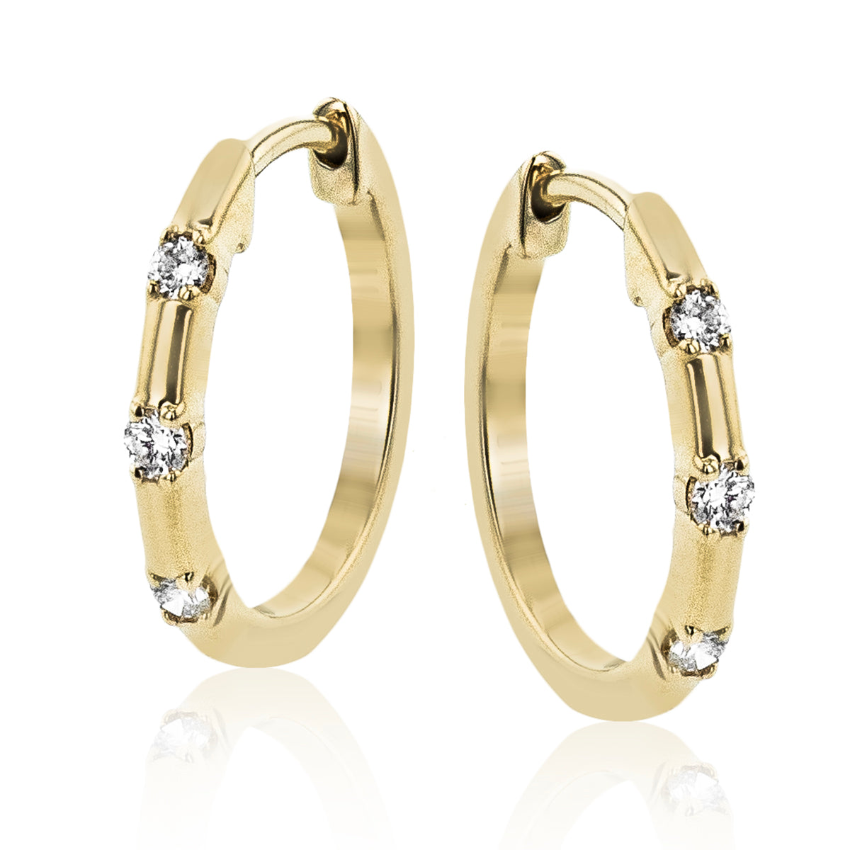 Hoop Earrings in 14k Gold with Diamonds