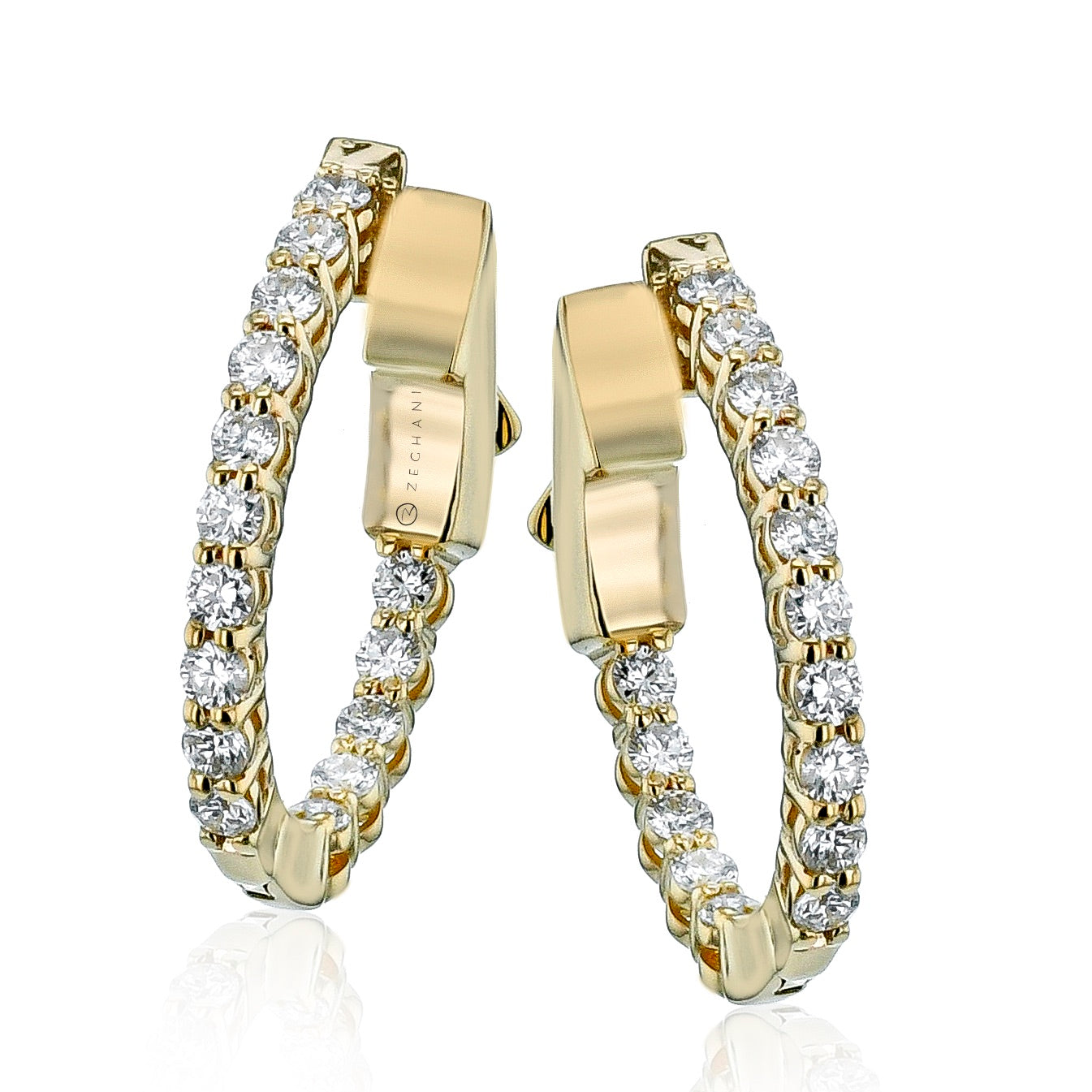 Hoop Earrings in 14k Gold with Diamonds
