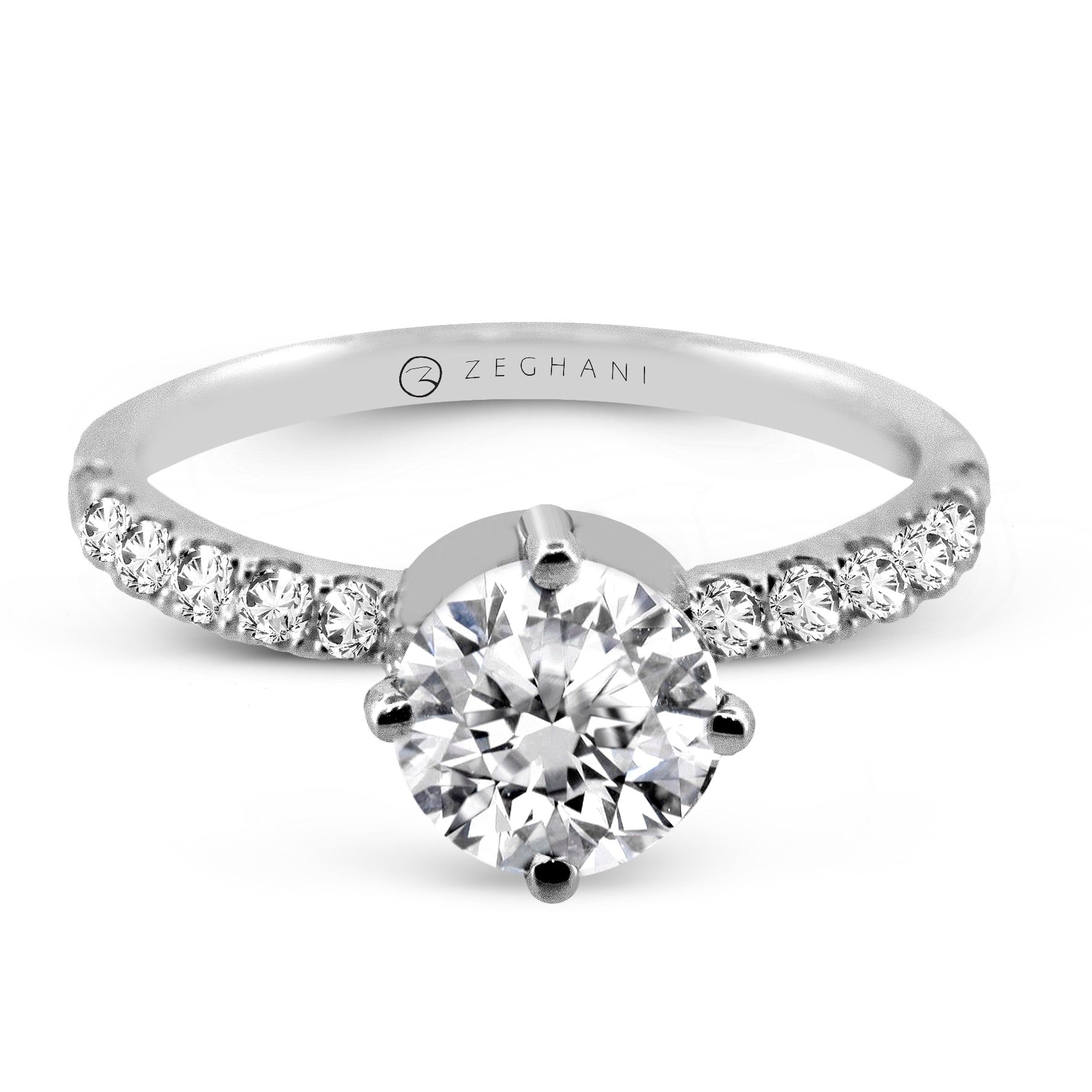 Round Engagement Ring in 14k Gold with Diamonds