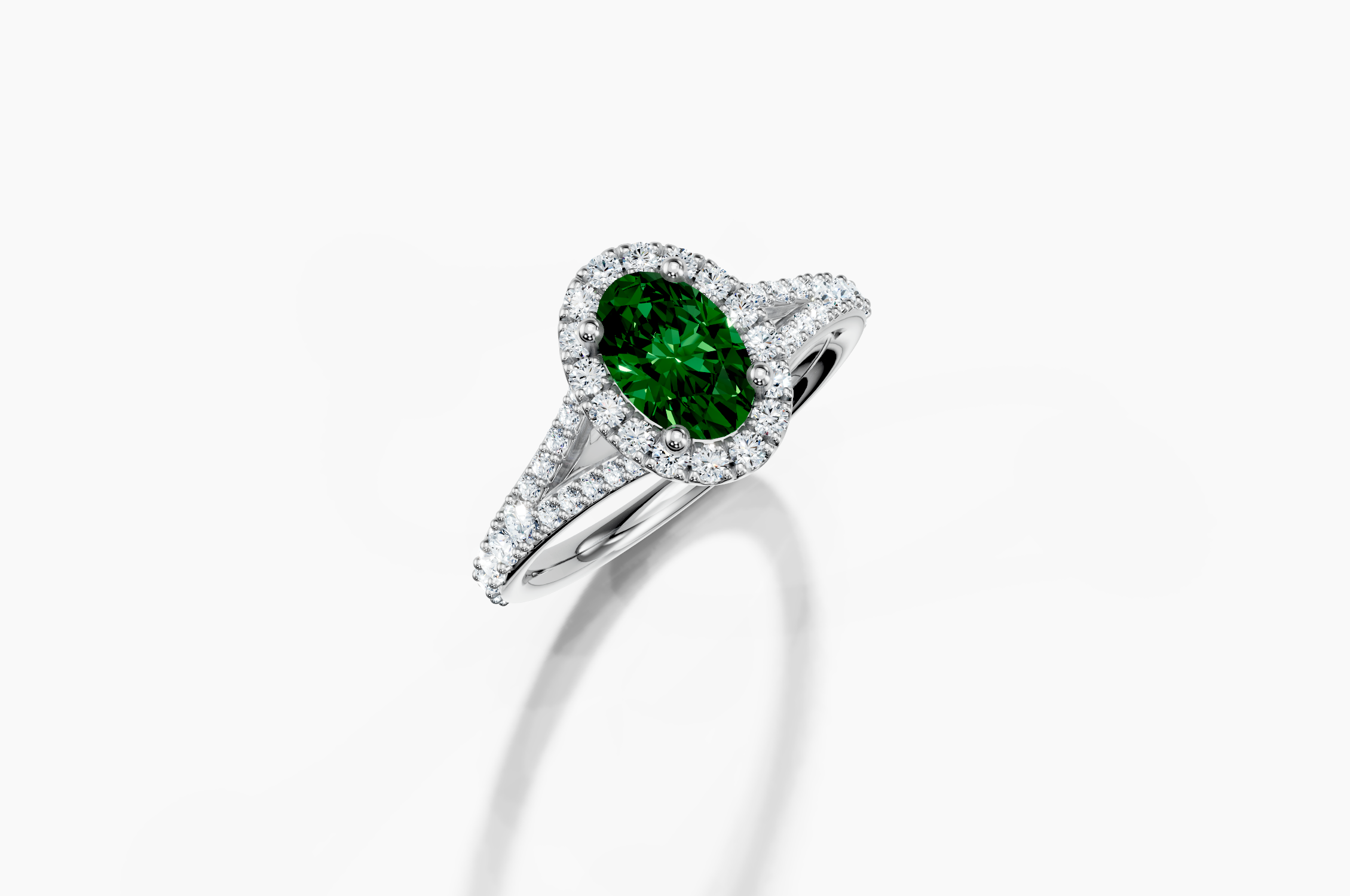18K White Gold Oval Cut 1.24 Carat tw of  Diamond Ring