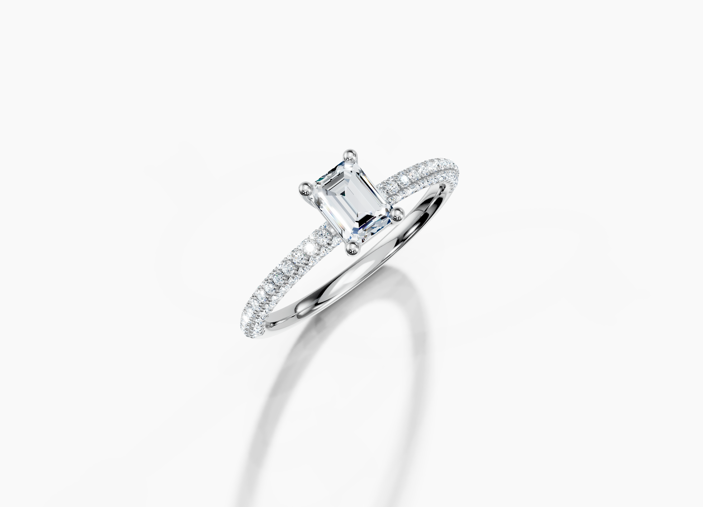 14K White Gold Emerald Cut 0.82 Carat tw of  Diamond Ring