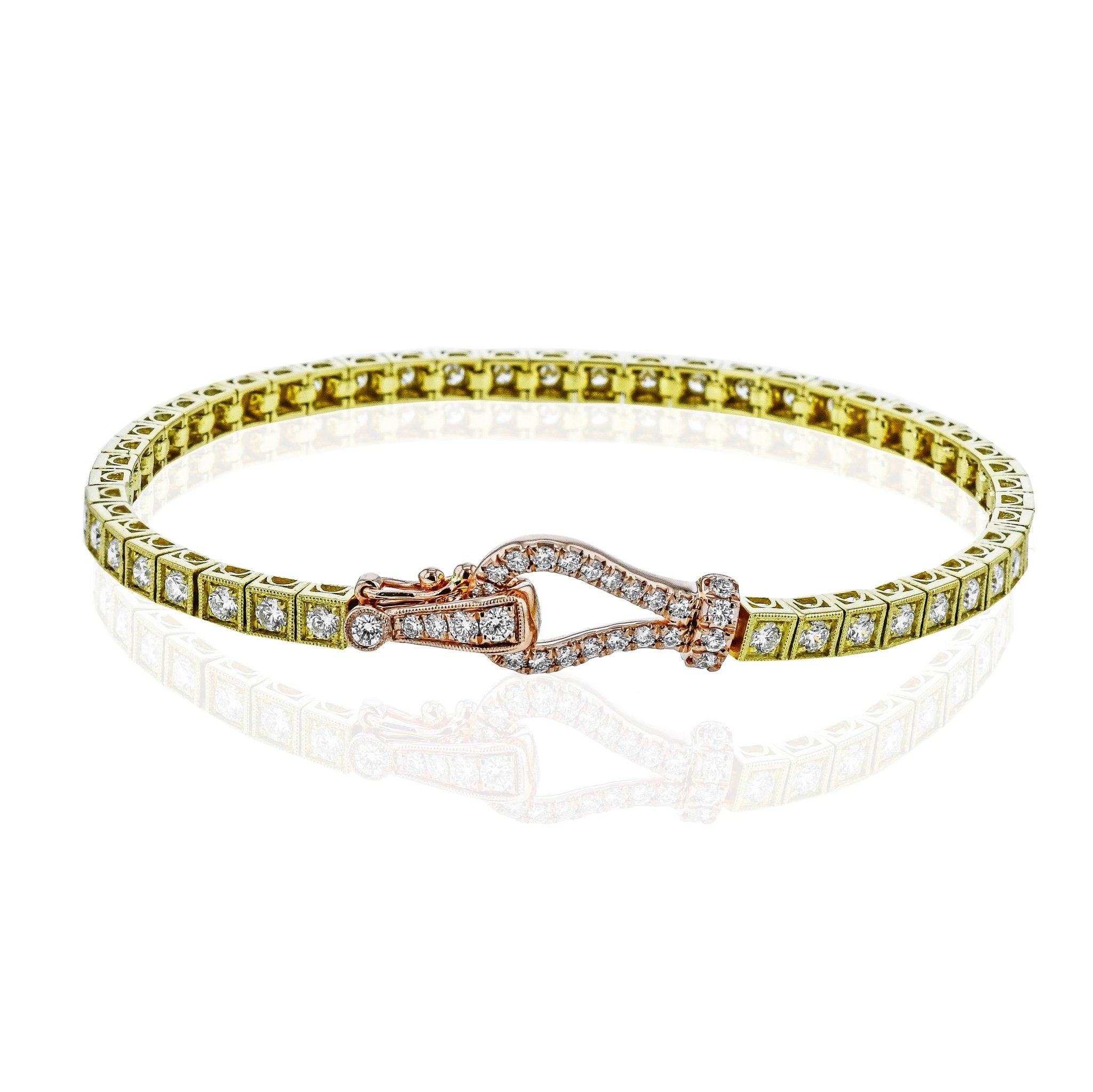 Buckle Bracelet in 18k Gold with Diamonds - Simon G. Jewelry