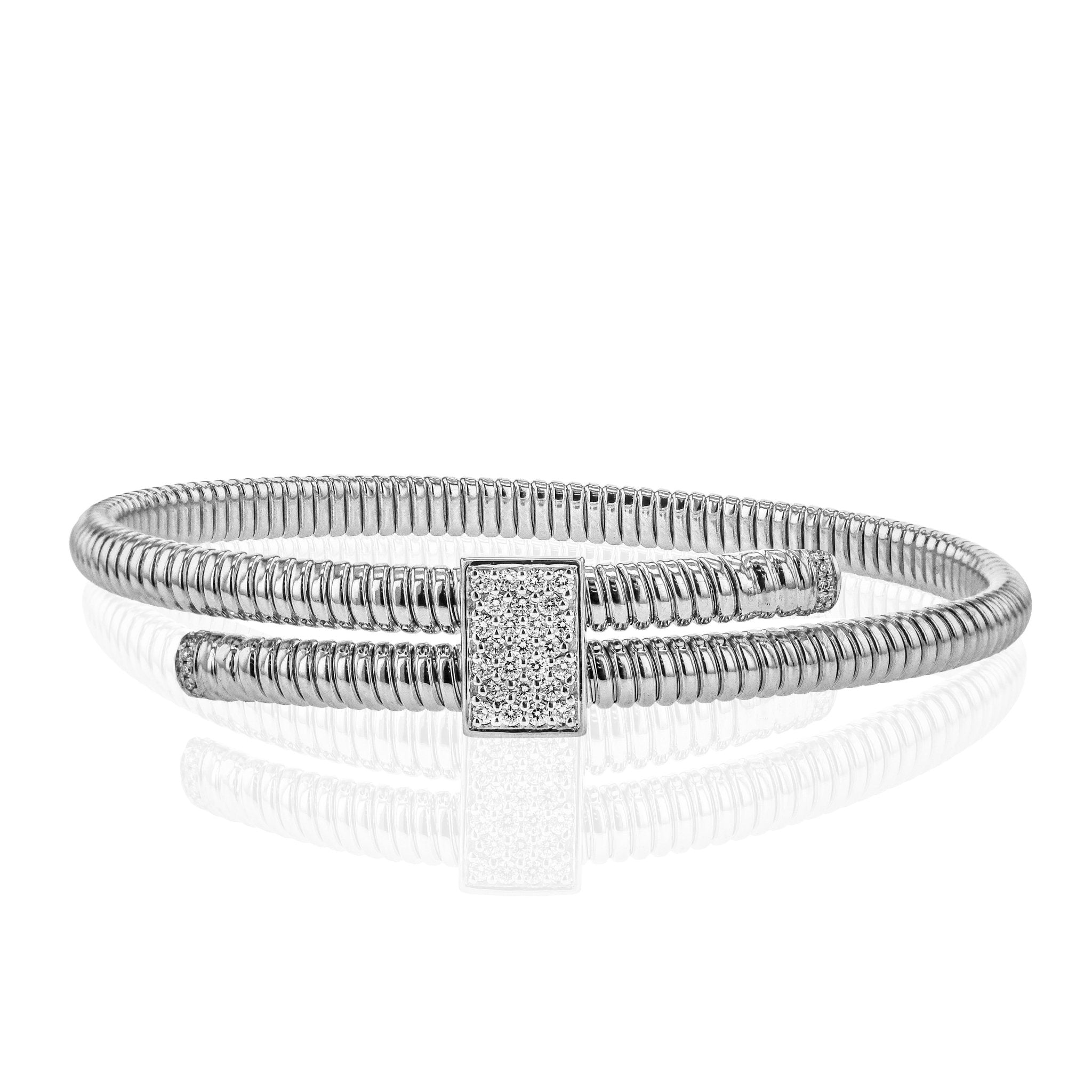 Cable Bangle in 18k Gold with Diamonds - Simon G. Jewelry