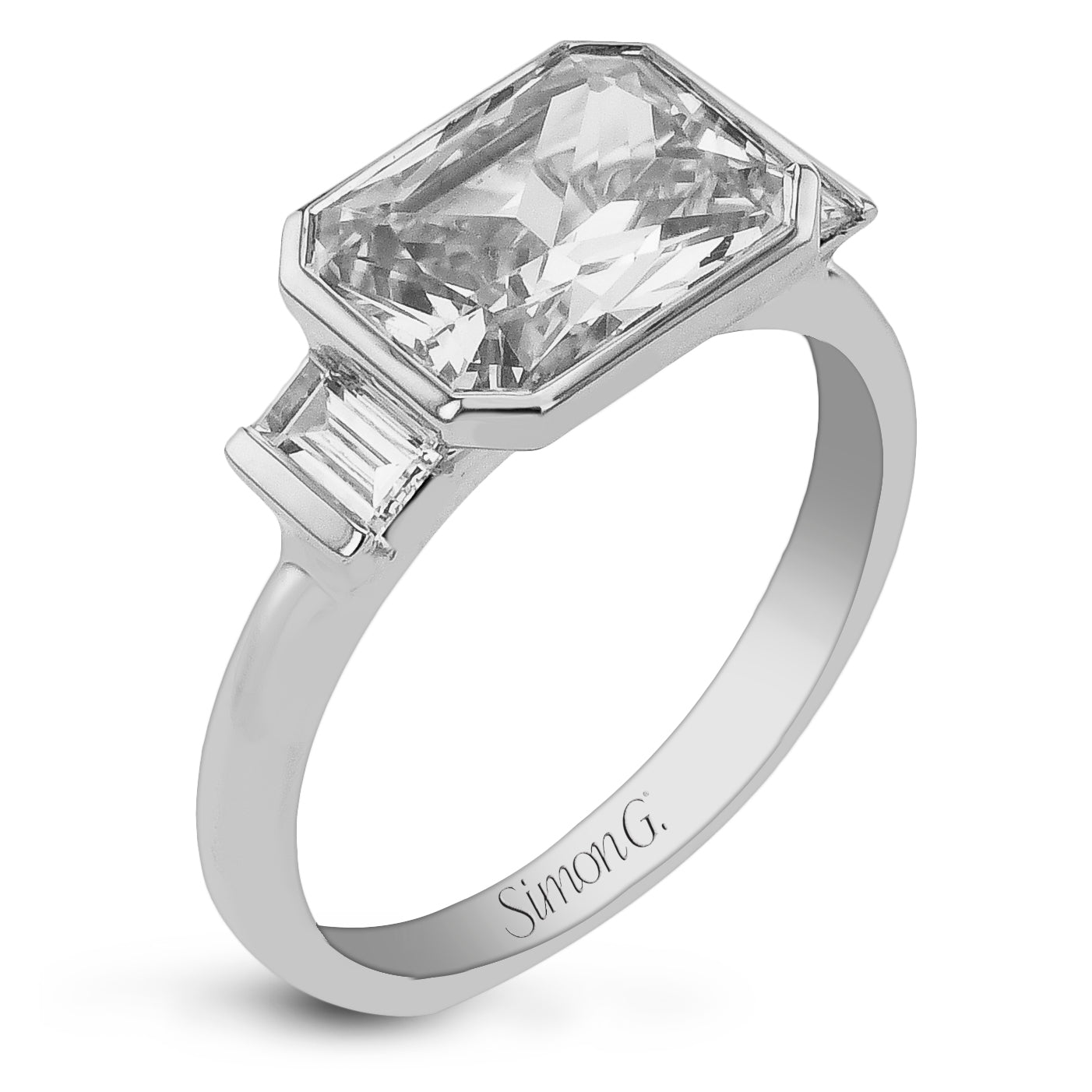 Emerald - Cut Engagement Ring in 18k Gold - Simon G. Jewelry