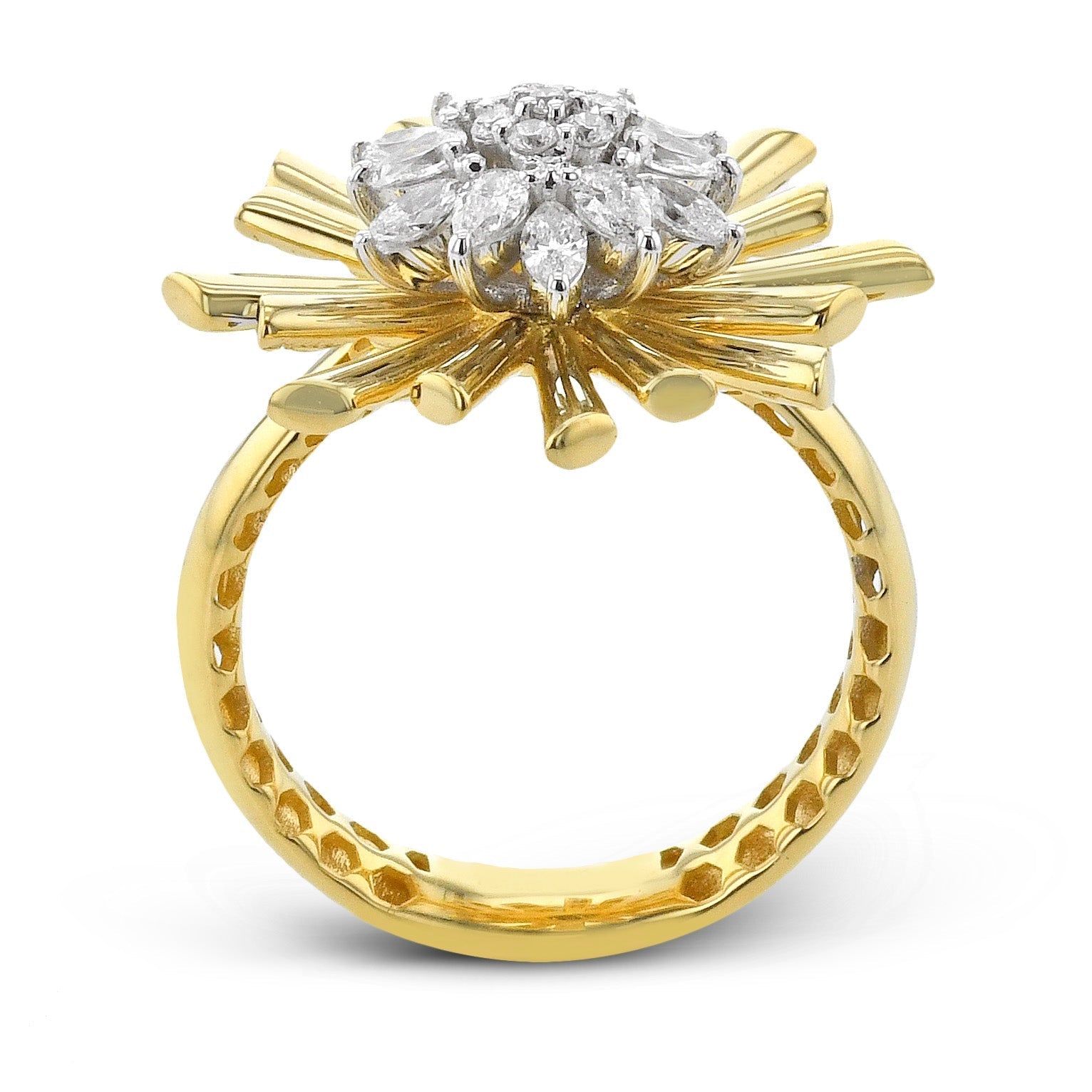 Flower Fashion Ring In 18k Gold With Diamonds - Simon G. Jewelry