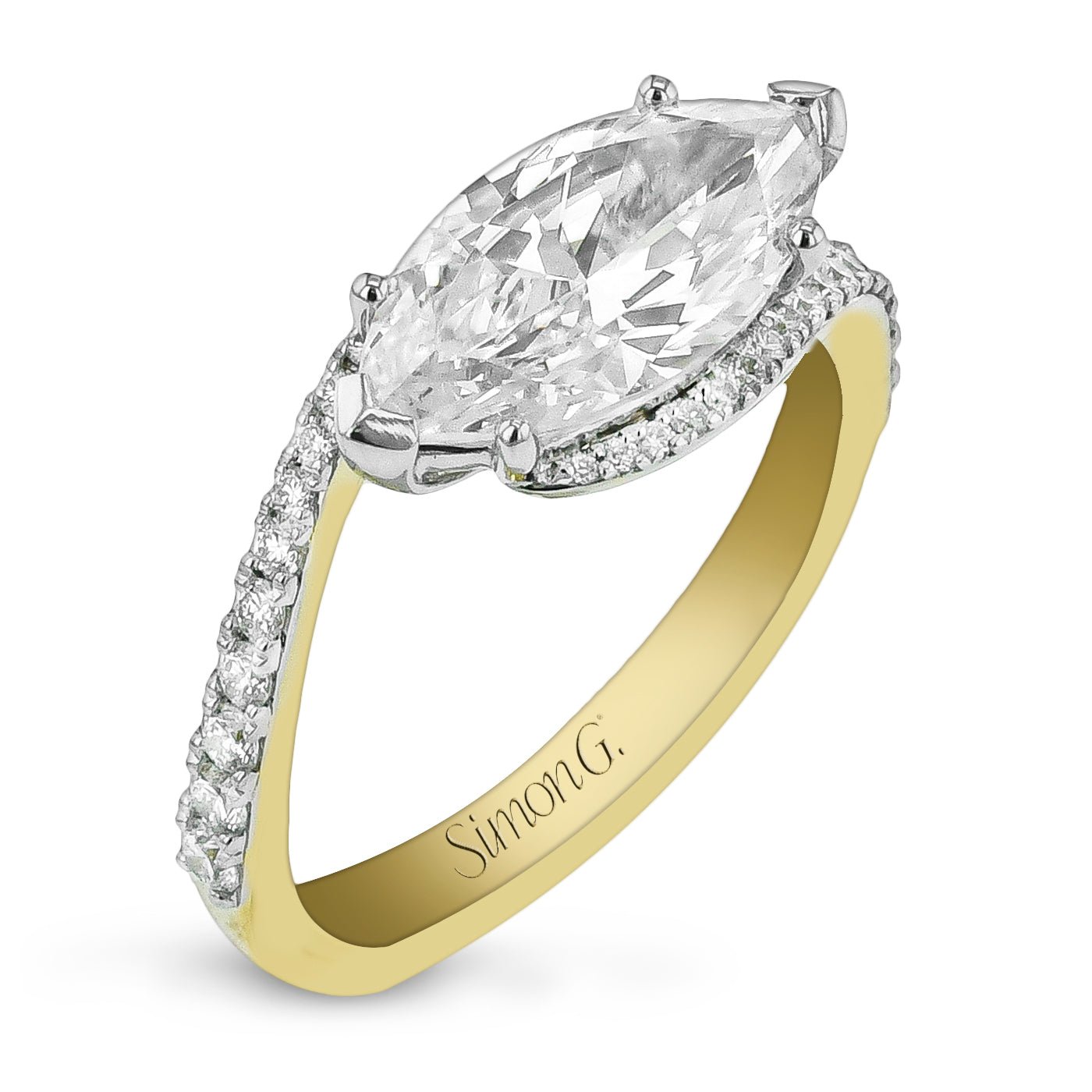 Marquise Engagement Ring in 18k Gold with Diamonds - Simon G. Jewelry