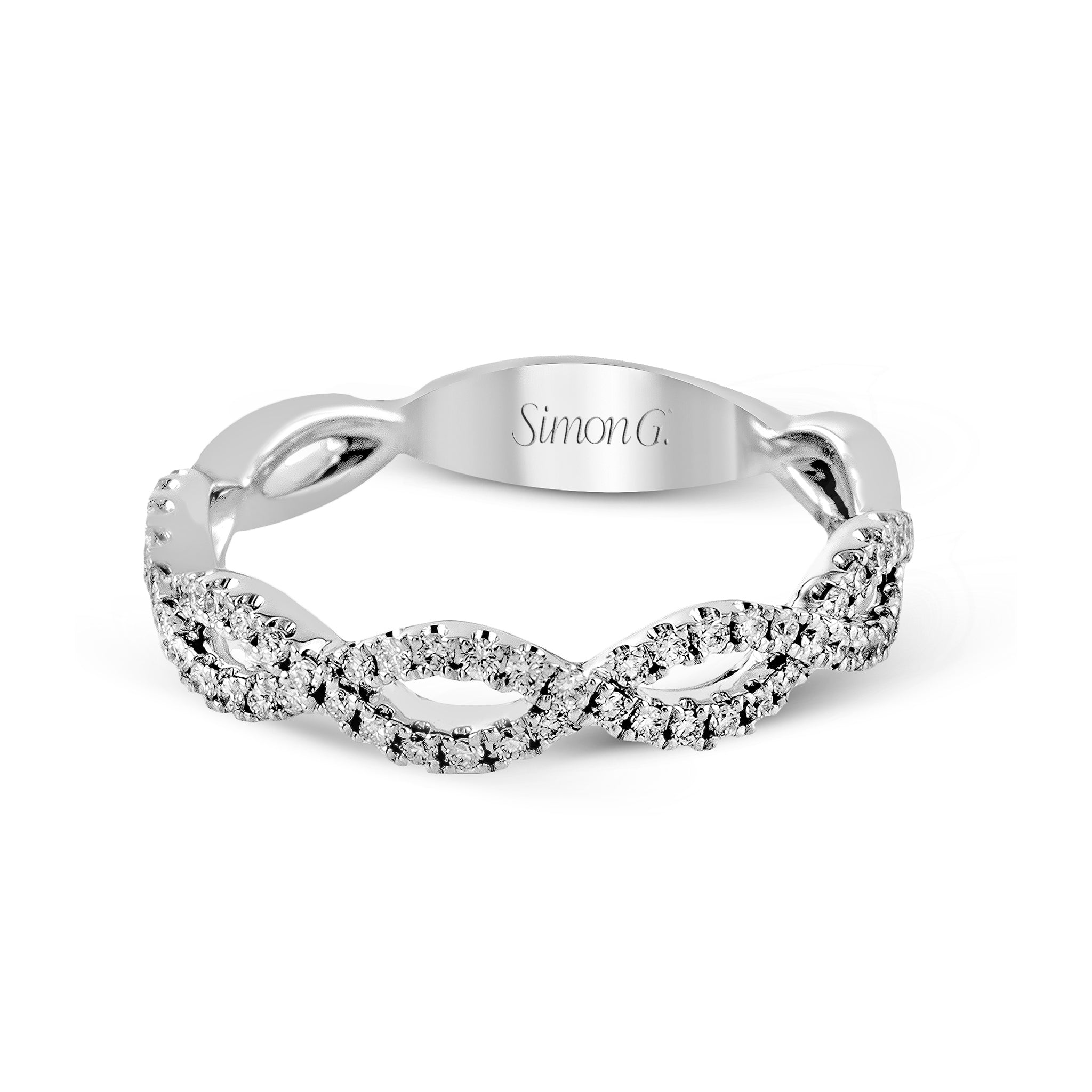 Oval - cut Criss - cross Engagement Ring & Matching Wedding Band in 18k Gold with Diamonds - Simon G. Jewelry