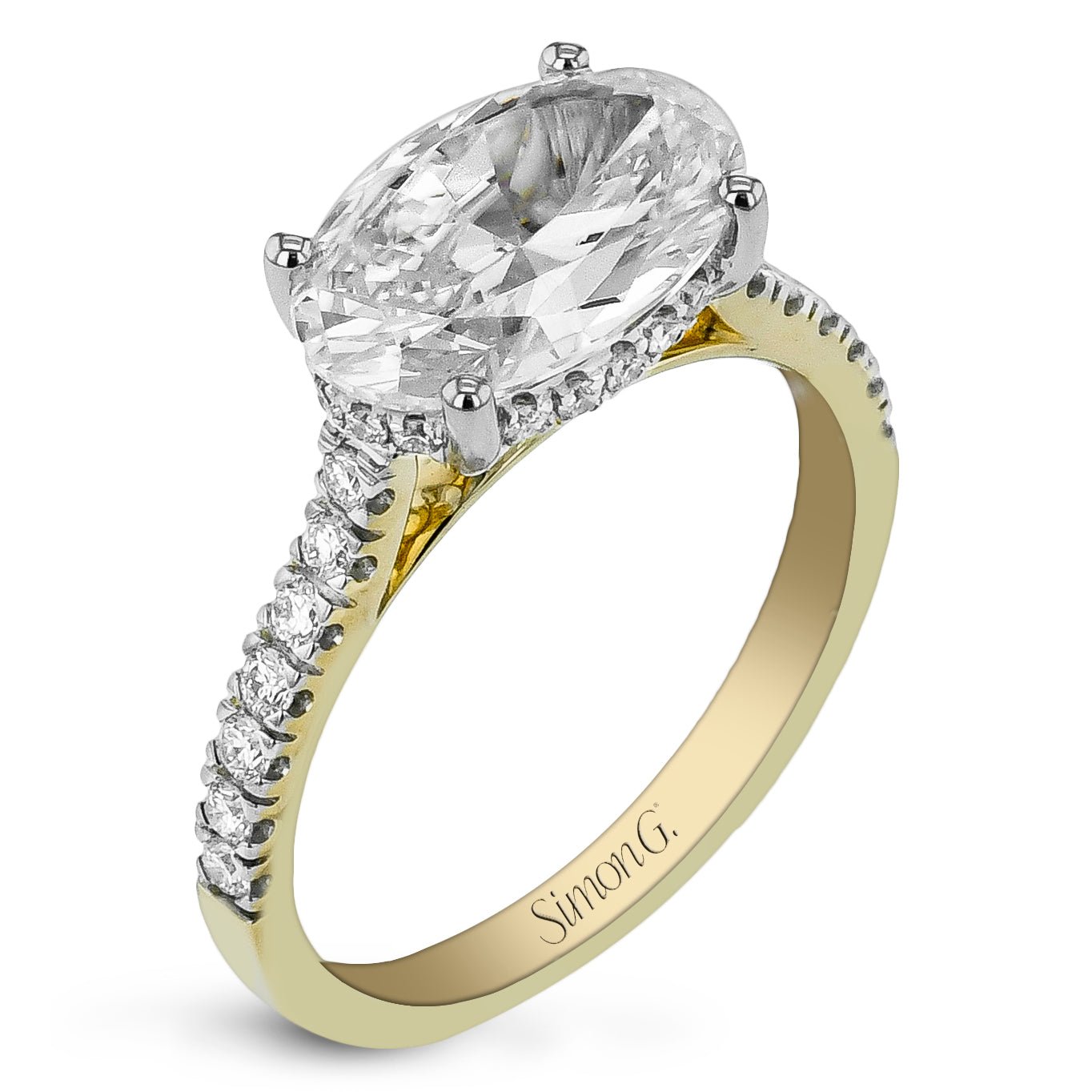 Oval - cut Engagement Ring in 18k Gold with Diamonds - Simon G. Jewelry