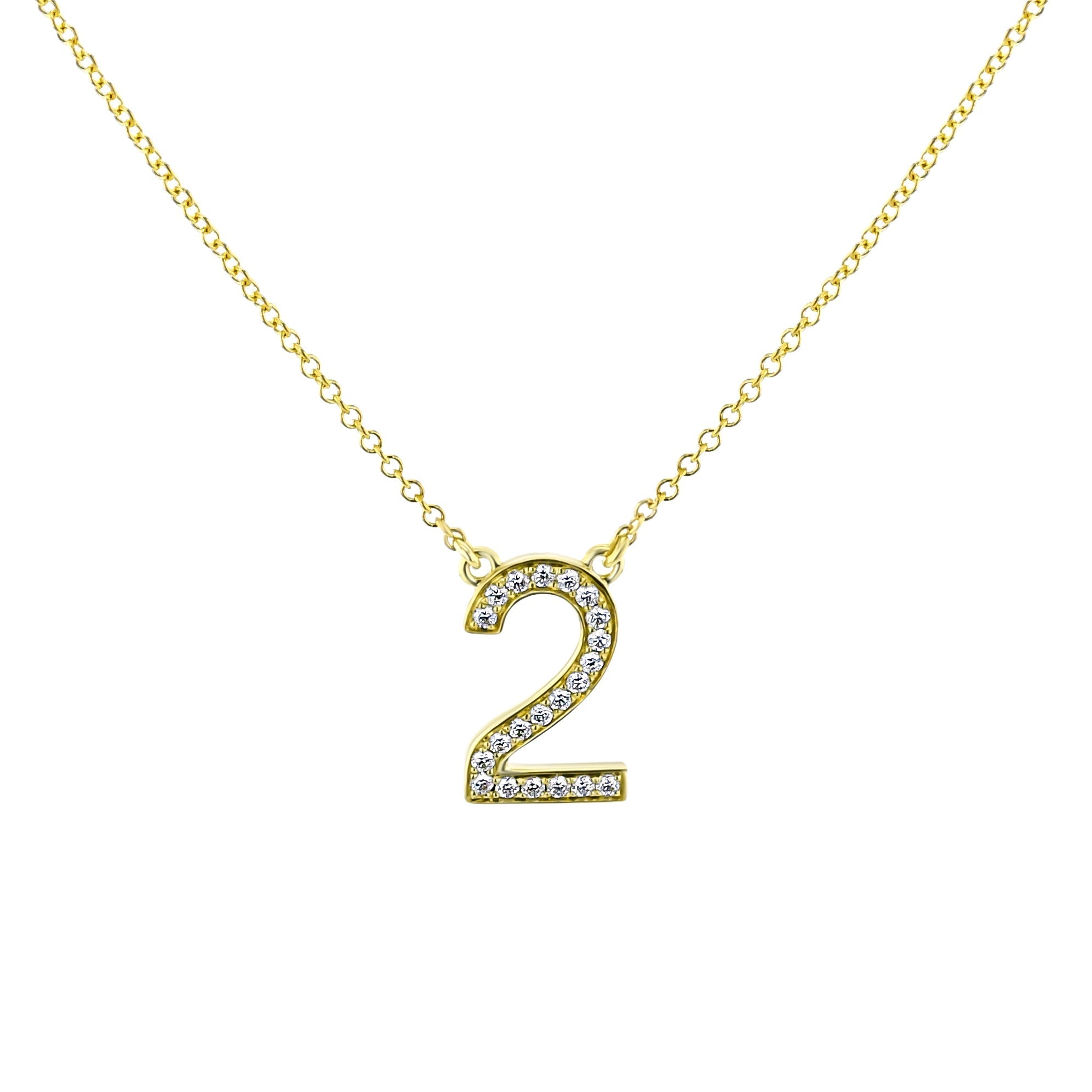 Personalized Number Pendant Necklace in 18k Gold with Diamonds - Simon G. Jewelry