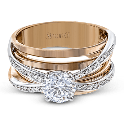 Two-Tone 18k Gold Diamond Engagement Ring with Rose Gold Accent