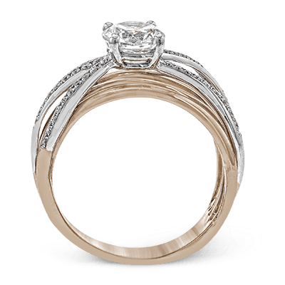 Two-Tone 18k Gold Diamond Engagement Ring with Rose Gold Accent