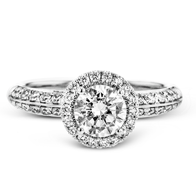 Vintage-Inspired White Gold Halo Engagement Ring with .42 ctw Diamonds