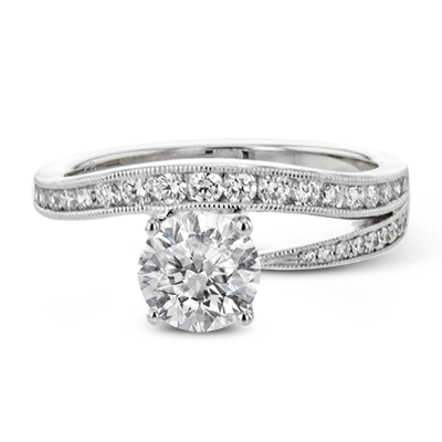 Zig-Zag Lightning Bolt Engagement Ring in Round Diamonds and Metal LR2822