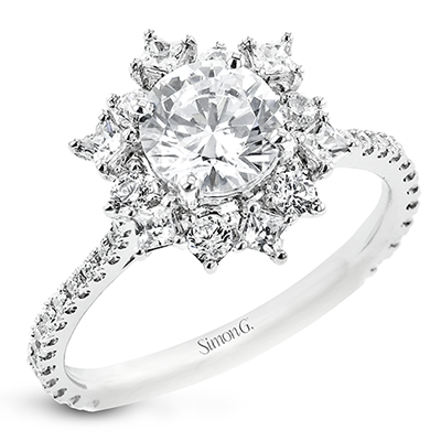 Stunning Supernova Diamond Halo Engagement Ring in White Gold
