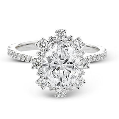 Stunning Geometric Halo Supernova Engagement Ring in White Gold