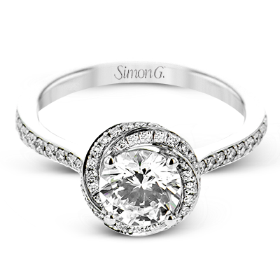 Vintage Oval Diamond Engagement Ring in 18K White Gold