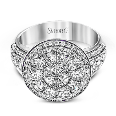 Custom-Cut Diamond Simon-Set Engagement Ring in White Gold