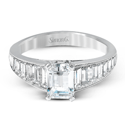 Modern White Gold Baguette Diamond Engagement Ring - MR2393