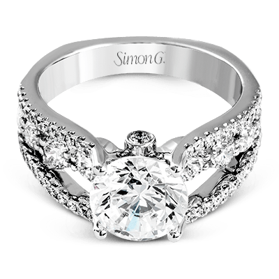 Modern 18k White Gold Round Diamond Engagement Ring - MR2690