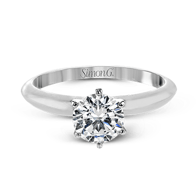 White Gold Round Stone Minimalist Engagement Ring - MR2948