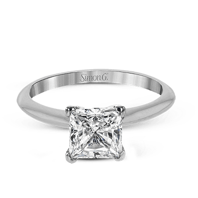 Princess Cut White Gold Engagement Ring - Minimalist Style